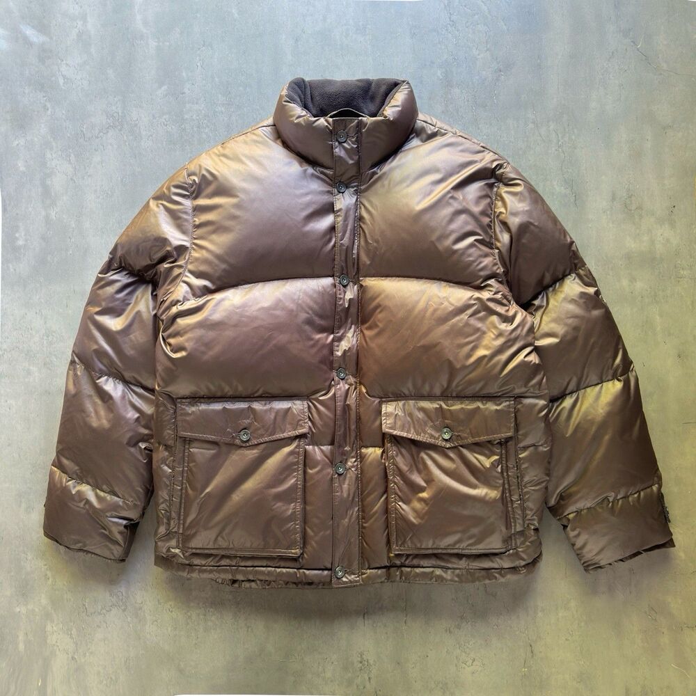 Vintage Gap 1969 Puffer Jacket XL Brown Down Feather Bubble Coat Y2K Mint